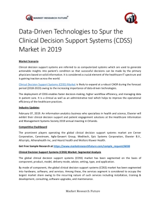 Clinical Decision Support Systems (CDSS) Market Research Report – Forecast to 2023 - Shortcut