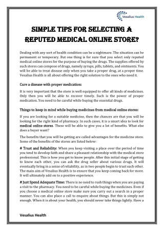 Simple Tips For Selecting A Reputed Medical Online Store?