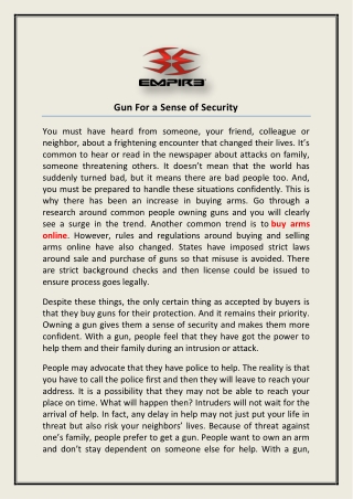 Gun For a Sense of Security