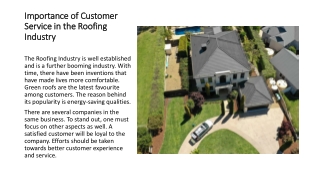 Importance of Customer Service in the Roofing Industry