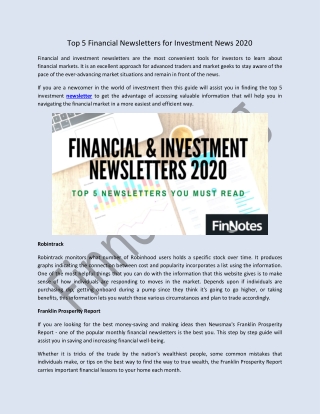 Top 5 Financial Newsletters for Investment News 2020