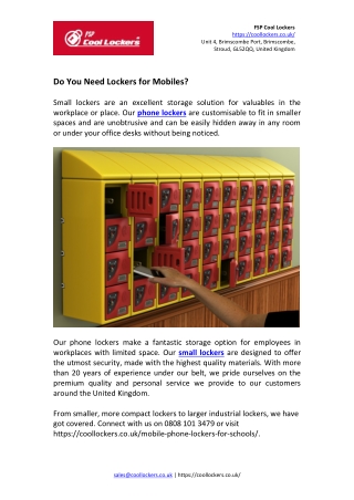 Do You Need Lockers for Mobiles?