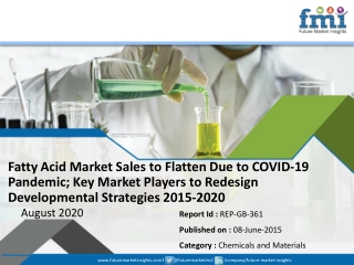Fatty Acid Market Sales to Flatten Due to COVID-19 Pandemic; Key Market Players to Redesign Developmental Strategies 201
