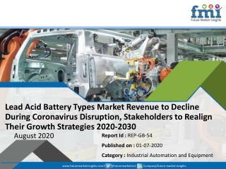 Lead Acid Battery Types Market Revenue to Decline During Coronavirus Disruption, Stakeholders to Realign Their Growth St