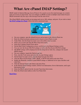 What Are The cPanel IMAP Settings