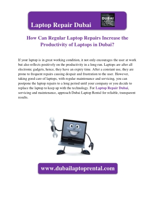 How Can Regular Laptop Repairs Increase the Productivity of Laptops in Dubai?