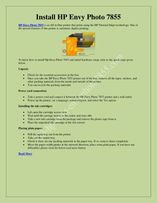 How To Install Hp Envy Photo 7855?