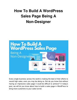 How To Build A WordPress Sales Page Being A Non-Designer