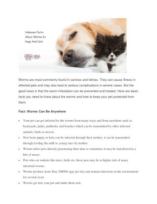 Unknown Facts About Worms In Dogs And Cats