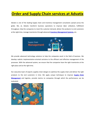 Order and Supply Chain services at Advatix