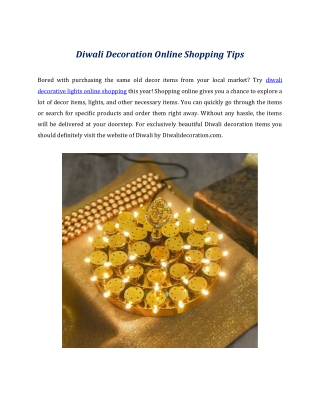 Diwali Decoration Online Shopping Tips