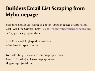 Builders Email List Scraping from Myhomepage