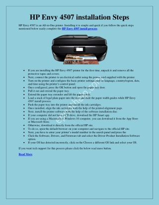 HP Envy 4507 Installation Settings