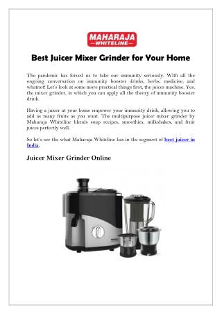 Best Juicer Mixer Grinder for Your Home