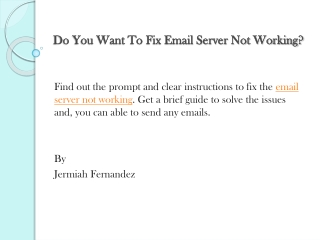 Do You Want To Fix Email Server Not Working?