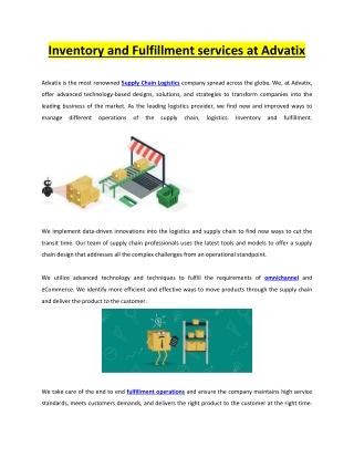 Inventory and Fulfillment services at Advatix