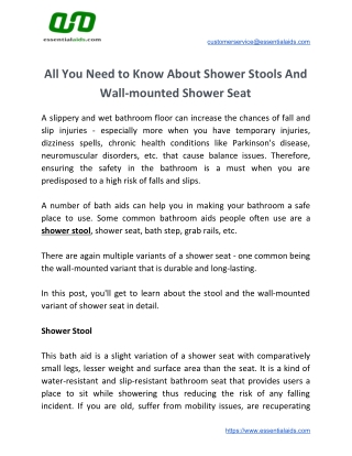 All You Need to Know About Shower Stools And Wall-mounted Shower Seat