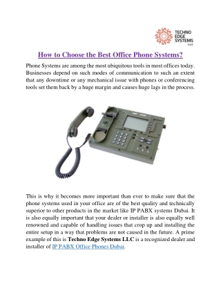 How to Choose the Best Office Phone Systems?