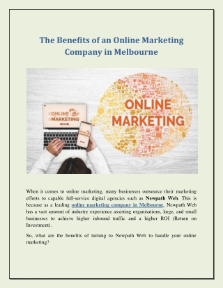 The Benefits of an Online Marketing Company in Melbourne