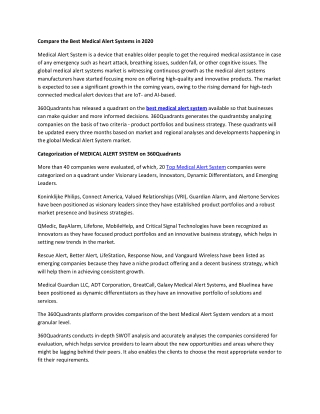 Best Medical Alert System in 2020 - 360Quadrants