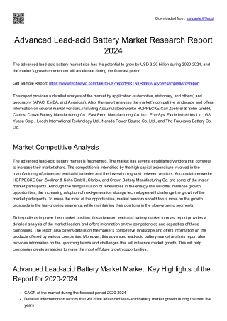 Advanced Lead-acid Battery Market Demand and Size 2024