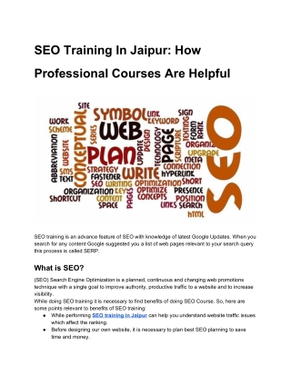 SEO Training In Jaipur: How Professional Courses Are Helpful