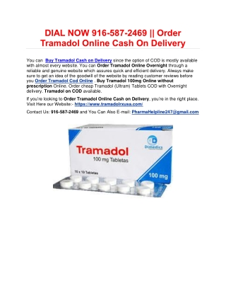 DIAL NOW 916-587-2469 || Order Tramadol Online Cash On Delivery