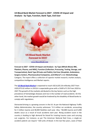 US Blood Bank Market Forecast to 2027