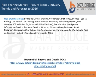 Ride Sharing Market – Future Scope , Industry Trends and Forecast to 2026