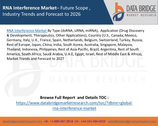 RNA Interference Market– Future Scope , Industry Trends and Forecast to 2026