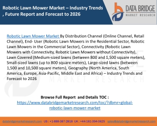 Robotic Lawn Mower Market – Industry Trends , Future Report and Forecast to 2026