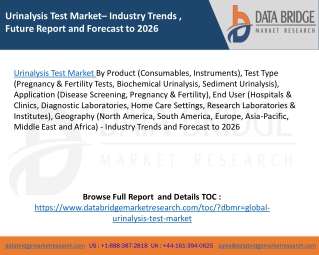 Urinalysis Test Market– Industry Trends , Future Report and Forecast to 2026