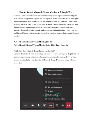 How to Record Microsoft Teams Meeting in 2 Ways