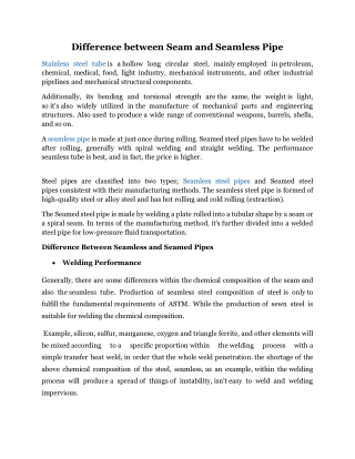 Difference between Seam and Seamless Pipe