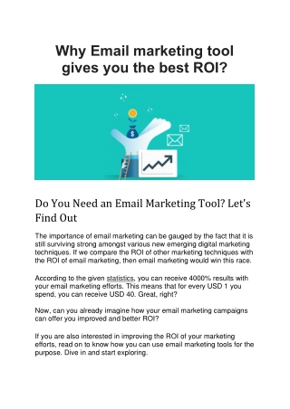 Why Email marketing tool gives you the best ROI?