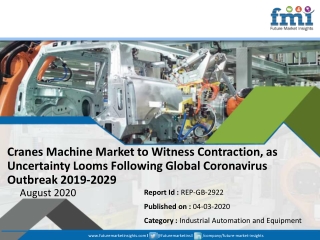 Cranes Machine Market to Witness Contraction, as Uncertainty Looms Following Global Coronavirus Outbreak 2019-2029
