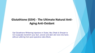 Glutathione (GSH) - The Ultimate Natural Anti-Aging Anti-Oxidant