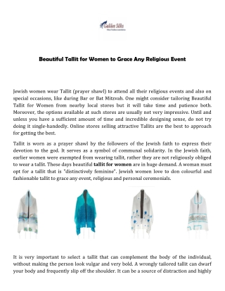 Beautiful Tallit for Women to Grace Any Religious Event