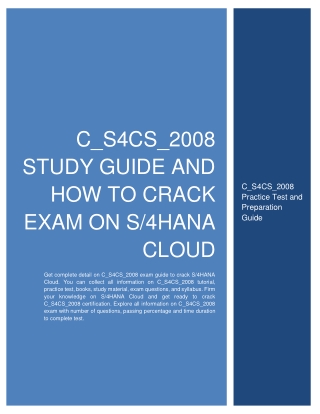 C_S4CS_2008 Study Guide and How to Crack Exam on S/4HANA Cloud