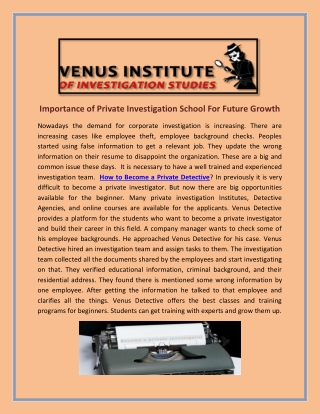 Importance of Private Investigation School For Future Growth