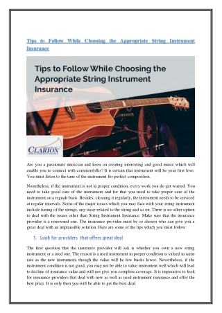 Tips to Follow While Choosing the Appropriate String Instrument Insurance