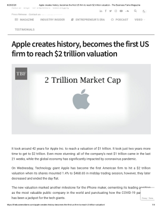 Apple creates history, becomes the first US firm to reach $2 trillion valuation