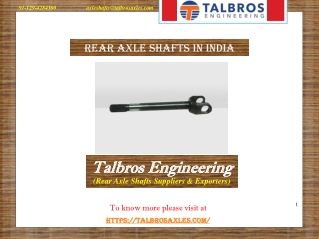 Top Rear Axle Shafts In India