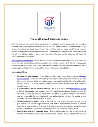 The myth about Business Loans