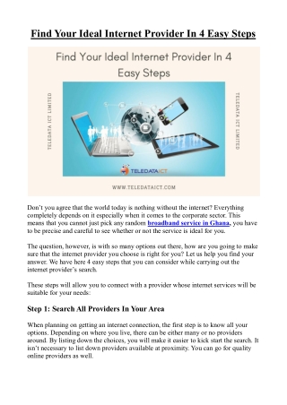 Find Your Ideal Internet Provider In 4 Easy Steps
