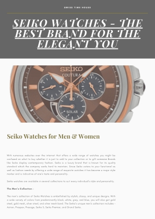 Seiko Watches - The Best Brand For The Elegant You
