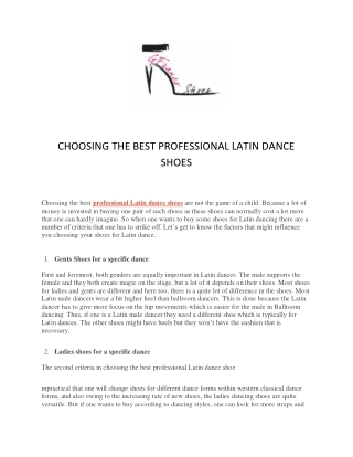 CHOOSING THE BEST PROFESSIONAL LATIN DANCE SHOES