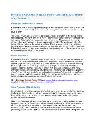 Polyamide 6 Market Size By Product Type, By Application, By Geographic Scope And Forecast