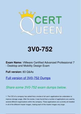 New Updated VMware 3V0-752 Exam Dumps Questions