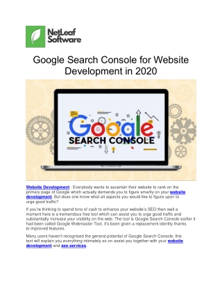 Google Search Console for Website Development in 2020